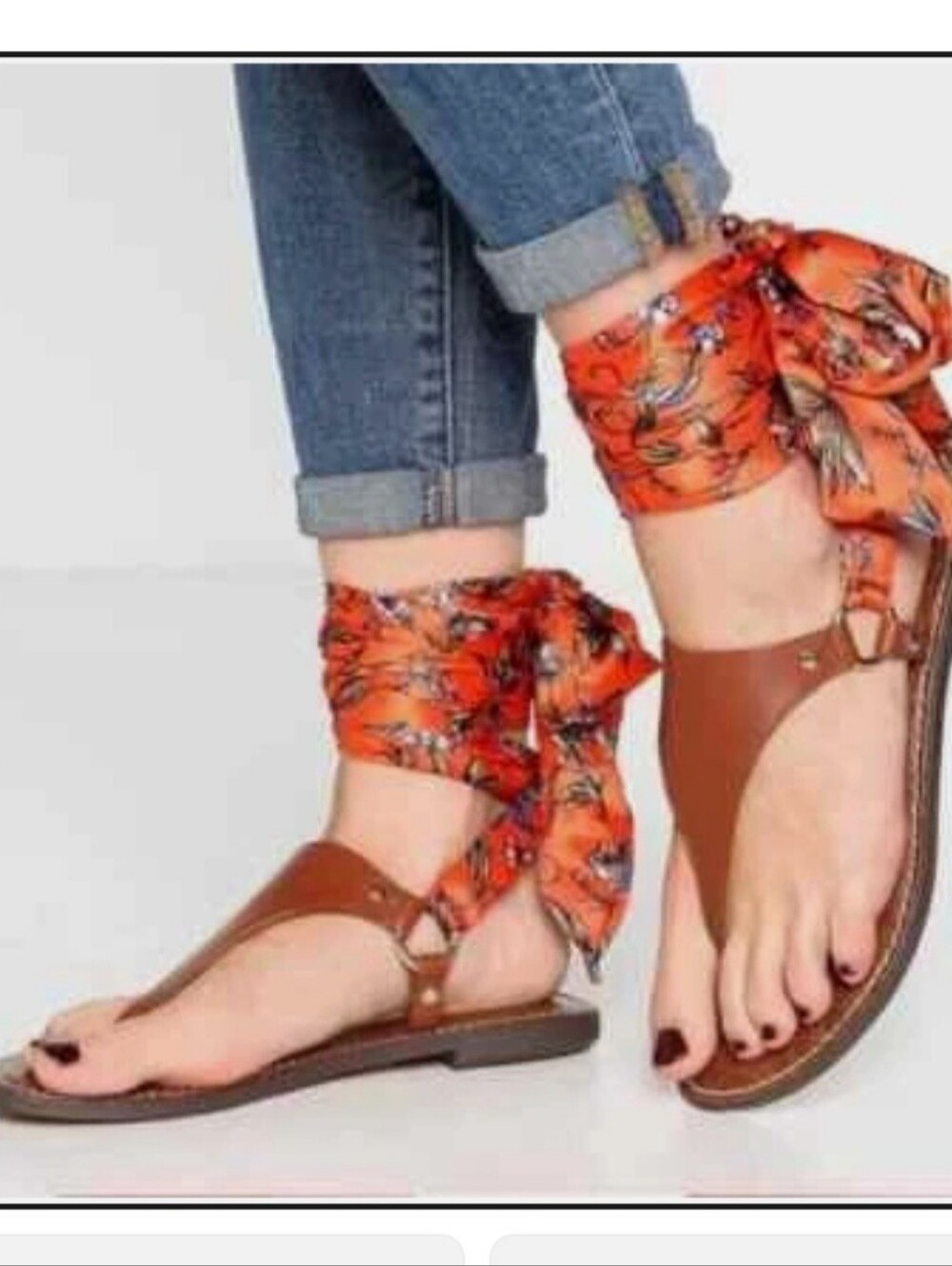 Sam Edelman Giliana Ankle - Leg Wrap Tie Thong Leather Sandal